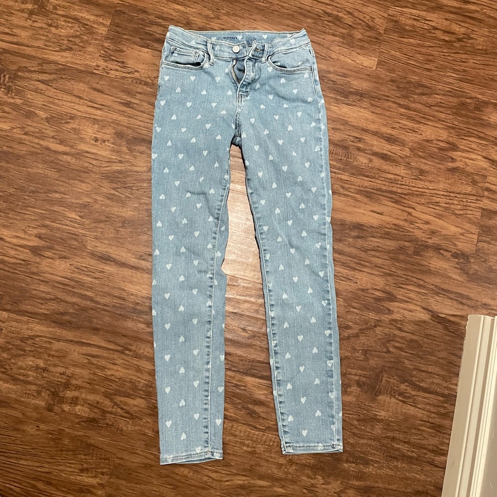 Old Navy Light Blue Heart Pattern Skinny Jeans